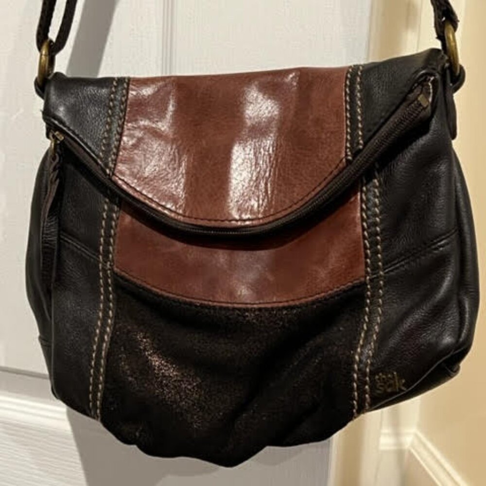 The Sak Leather Patchwork Foldover Crossbody - image 1